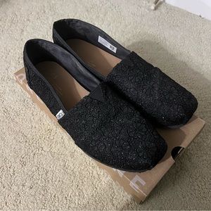 Classic Black Crochet Glitter Toms